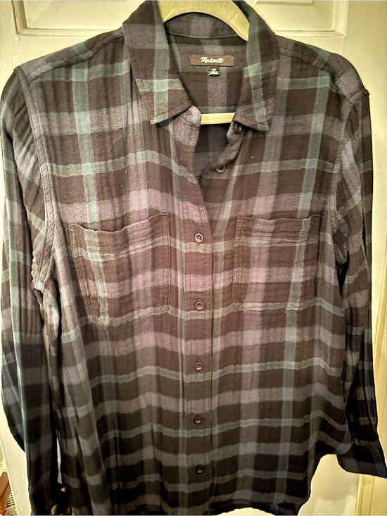 Madewell Tops - Madewell Green Black Plaid Button